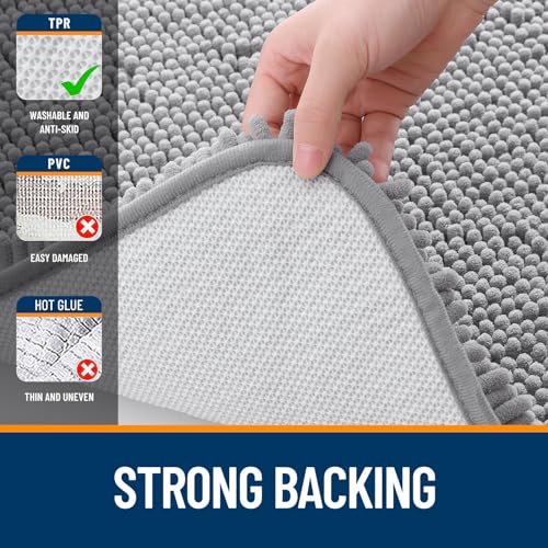 Bath Rug Mat, Thick Soft Absorbent Chenille, Quick Dry Microfiber Mats, Rubber Backing Washable Shower Floor Rugs, Bathmat Runner - Image 7