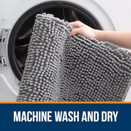 Bath Rug Mat, Thick Soft Absorbent Chenille, Quick Dry Microfiber Mats, Rubber Backing Washable Shower Floor Rugs, Bathmat Runner - Image 5