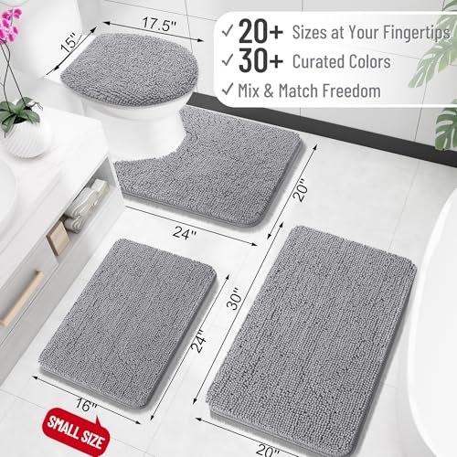 Bath Rug Mat, Thick Soft Absorbent Chenille, Quick Dry Microfiber Mats, Rubber Backing Washable Shower Floor Rugs, Bathmat Runner - Image 3