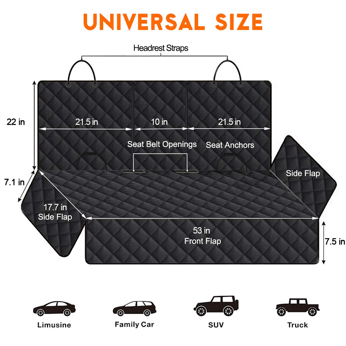 Dog Car Seat Cover, Back Seat Cover for Dogs Pet Car Seat Protector Waterproof Bench Car Seat Cover - Image 2