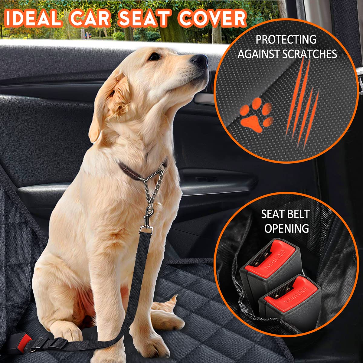 Dog Car Seat Cover, Back Seat Cover for Dogs Pet Car Seat Protector Waterproof Bench Car Seat Cover - Image 5