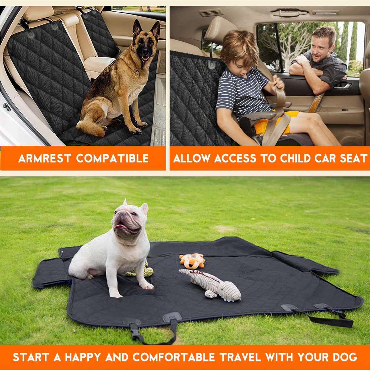Dog Car Seat Cover, Back Seat Cover for Dogs Pet Car Seat Protector Waterproof Bench Car Seat Cover - Image 6