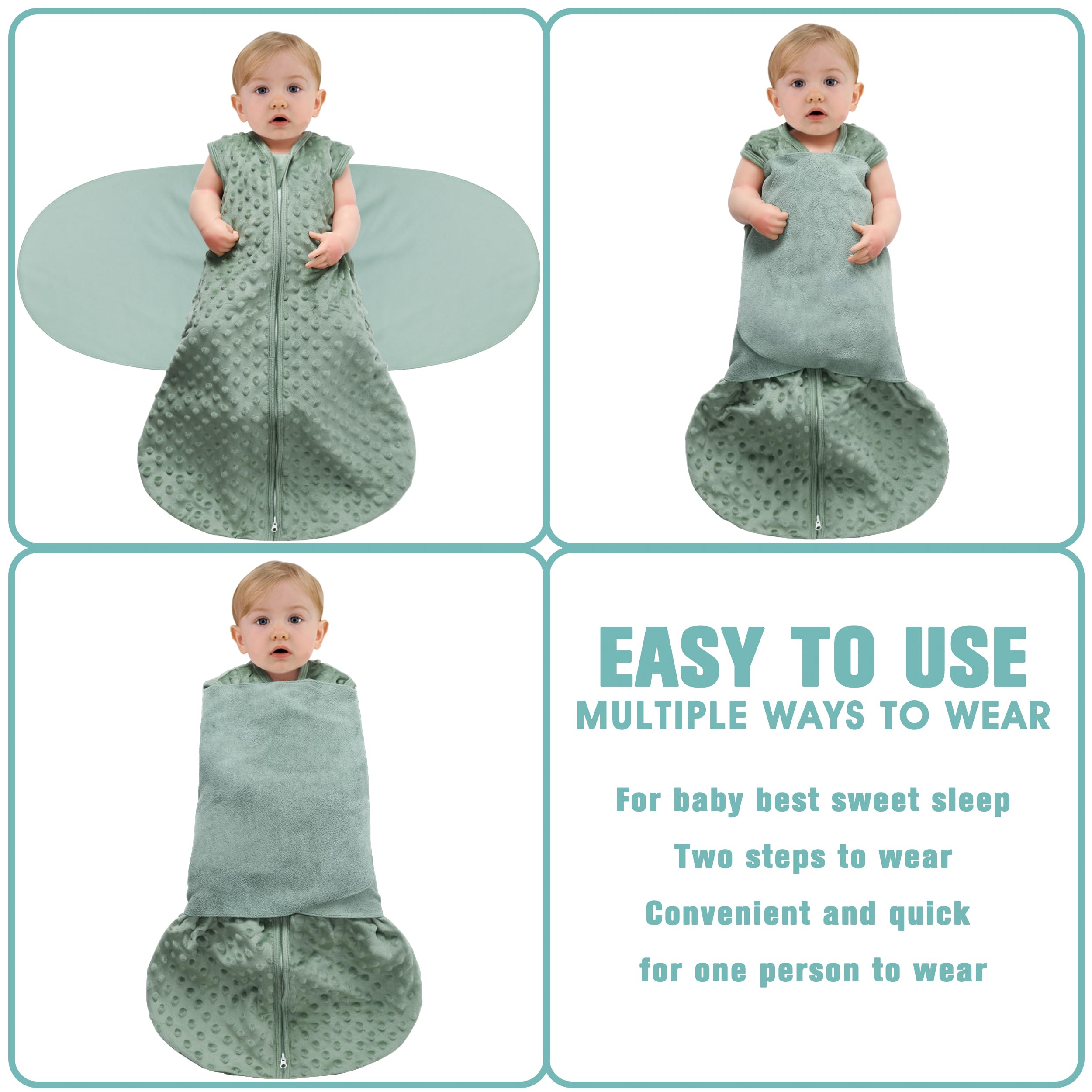 Fleece Newborn Sleep Sack Baby Swaddle,3-Way Adjustable Wearable Blanket,2 Pack Fleece Swaddling Sleeping Bag TOG 2.0 - Image 3