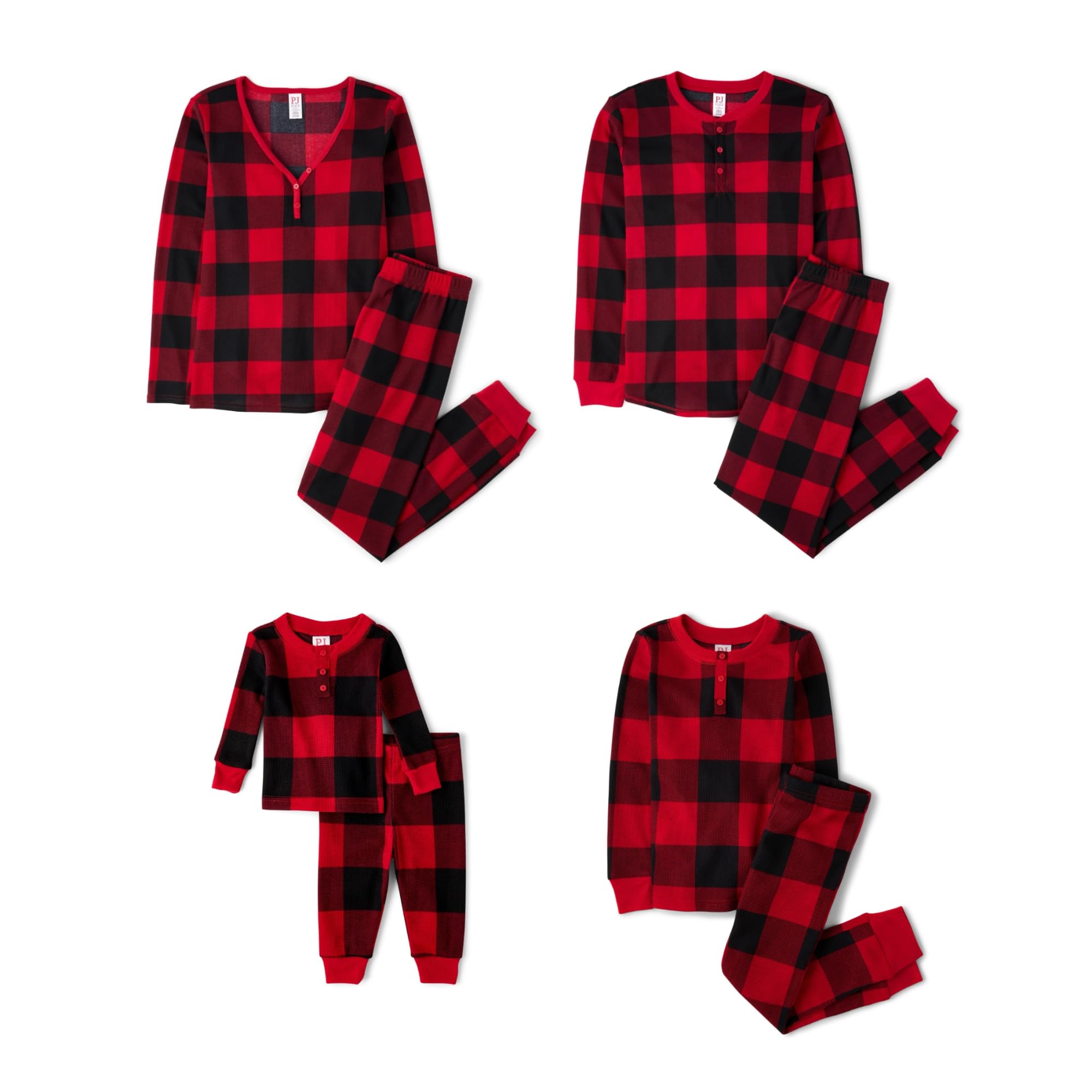 Family Matching, Plaid Waffle 2 Piece Pajama Sets
