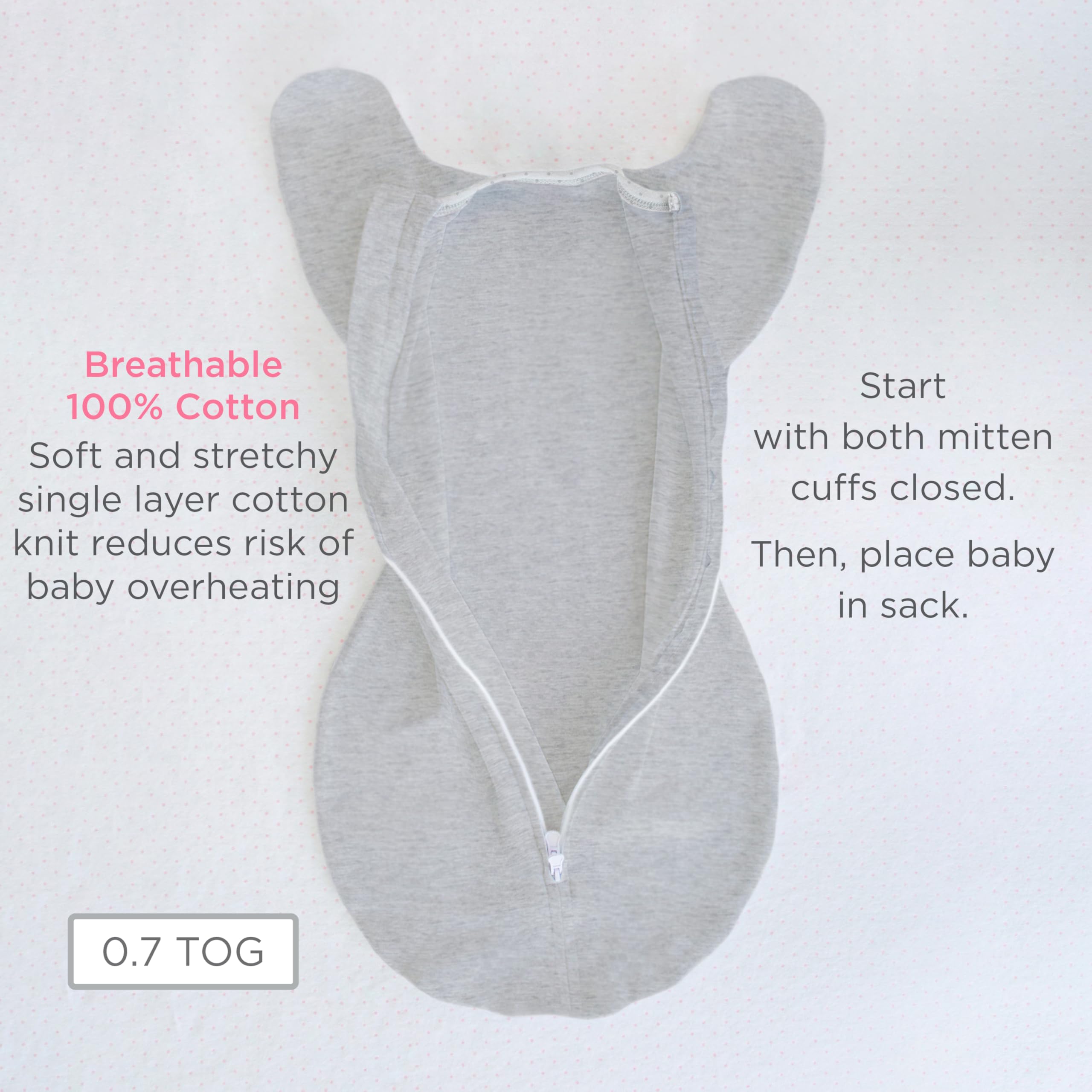 Transitional Swaddle Sack, Arms Up Half-Length Sleeves & Mitten Cuffs, Swaddle for Newborn Transition to Baby Sleep Sack Wearable Blanket - Image 6