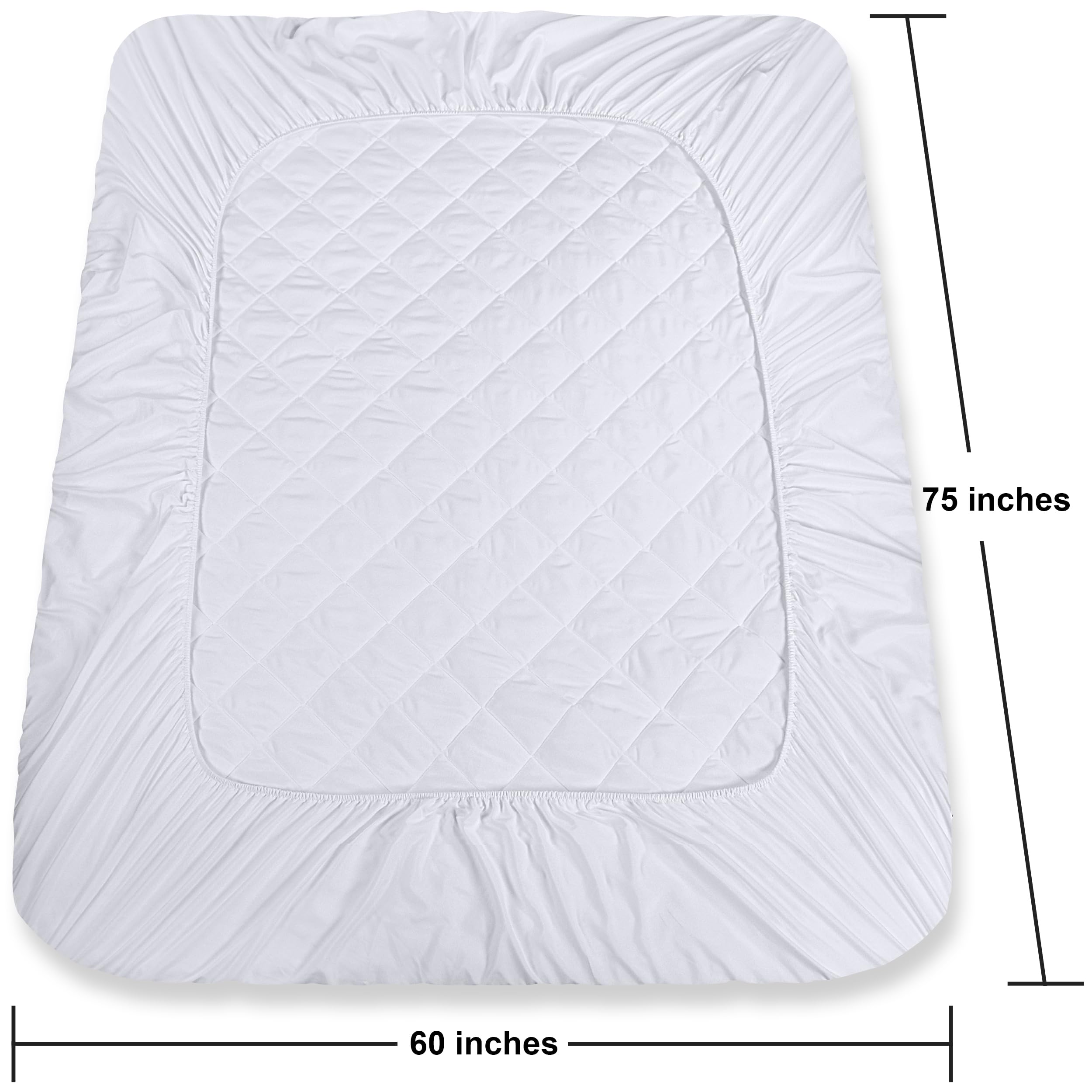 Bedding Quilted Fitted Mattress Pad, Queen Size, Elastic Fitted Mattress Topper Protector and Cover Stretches - Image 4