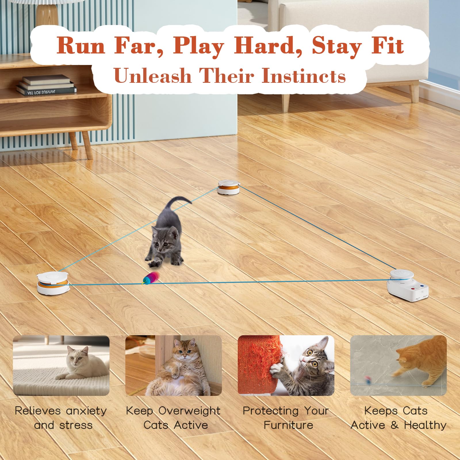 Interactive Cat Toy for Indoor Cats – Automatic Moving & Enrichment Toy for Indoor Cats/Kitten - Image 2